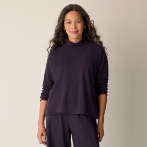 EILEEN FISHER Italian Cashmere Turtleneck Top, Aubergine, XS